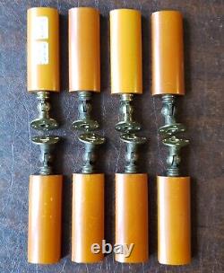 Poignée de tiroir de commode en bakélite ambrée au phénolique de style Art déco 8 pièces