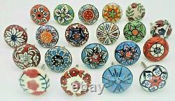 Poignées de porte en céramique pour tiroir et armoire, colorées et peintes à la main, mélange de boutons de porte.