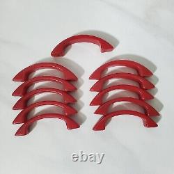 Poignées de tiroir en forme de pomme rouge en bakélite catalin de style Art Déco lot de 11