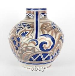 Poole Pottery Art Déco Ax Pattern Shape 901 Grand Vase À Deux Manipulés Csa