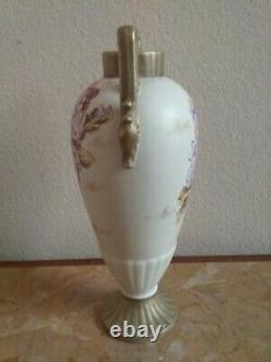 Porcelaine Antique Art Déco Peint À La Main 9 1/4 Tall X 4 1/2 Vase Large