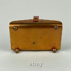 Porte-serviettes vintage en cuivre Art Déco des années 1940 avec poignée en bakélite et poids de balle