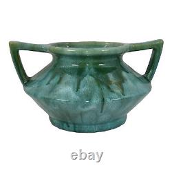 Poterie Weller Nil années 1930 Vase en céramique Art Déco bleu vert à gouttes à poignée