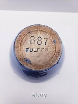 Poterie vintage Fulper Vase à 3 poignées #887 Bleu