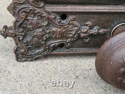 Quincaillerie de porte en laiton victorienne ornée d'antiquités de style Art Déco Nouveau mcm