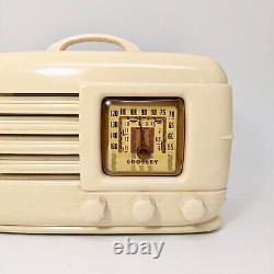 Radio Crosley à tube, style Art Déco, poignée supérieure, joli boîtier et cadran, sans tubes.