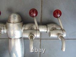 Rare Antique Art Deco French Beer Wine Soda Pump 3 Tap Bar Tower Bakelite Knobs <br/> 
<br/>Pompe à bière, vin, soda Art Déco antique rare avec 3 robinets et boutons en bakélite de la tour de bar