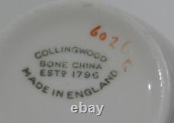 Rare Collingwood Angleterre Peint À La Main Art Déco Flower Handle Cup & Saucer