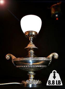 Rare Lampe De Table Aladdin Plaqué Argent Argenté Des Années 1940