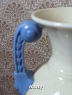 Rare Vase Art Déco En Porcelaine De Lenox Vintage Avec Poignées Figuratives Bleues Des Années 1930