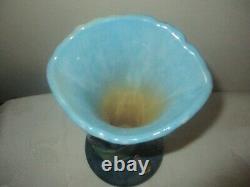 Rares Années 1940 Deco Roseville Art Potterie Bleu Managé Vase Wincraft Pinecone 283-8