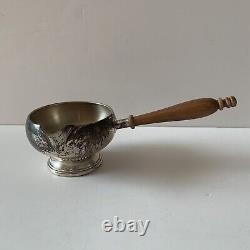 Réchaud à brandy Art Déco en argent sterling Amston avec poignée en bois sur pied