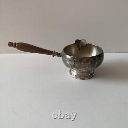 Réchaud à brandy Art Déco en argent sterling Amston avec poignée en bois sur pied