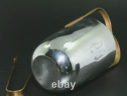Revere Claridge Ice Bucket Inox Avec Poignée En Cuivre+tongs Art Deco 1930's