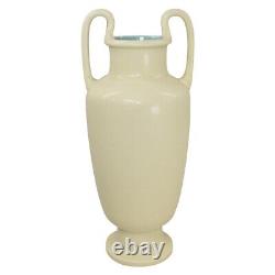 Rookwood 1927 Vintage Art Deco Potterie Ivory Mat Céramique Tall Handled Vase 6005