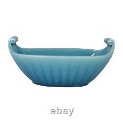 Rookwood 1928 Art Deco Potterie High Glaze Turquoise Blue Handled Bowl 2847