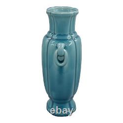 Rookwood 1929 Vintage Art Deco Potterie Turquoise Bleu Anneau Poigné Vase 6015