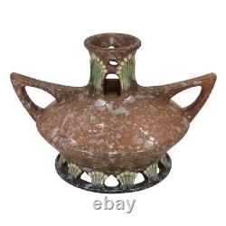 Roseville Ferella 1930 Vintage Art Deco Pottery Tan Vase En Céramique Manipulée 497-4