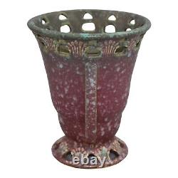 Roseville Ferella Rouge 1930 Vintage Art Déco Potterie Vase En Céramique À Poignée 502-6