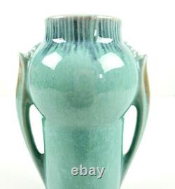 Roseville Potterie Art Déco Orian Orion Turquoise Double Poignée Vase 733-6