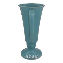 Roseville Russco Bleu 1934 Vintage Art Déco Poterie Vase en Céramique à Poignée 696-8