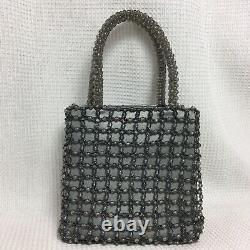 Sac fourre-tout mini Marion Godart Art Deco en perles de lucite grises et perles de graines d'hématite