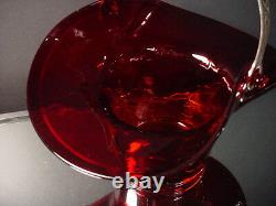Scarce Fenton Art Déco Amberina Ruby Diamant Optic Pattern De Panier Manié #1502