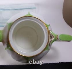 Service à thé Aynsley China avec théière à poignée en forme de papillon, tasses et soucoupes pour 2 personnes, style Art Déco