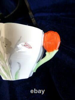 Shelley Queen Anne Flower Handle Poppy Cup & Saucer