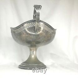 Silver Art Deco Pedestal Bowl W 2 Poignées Vintage Epns Par Lehman Bros. 14
