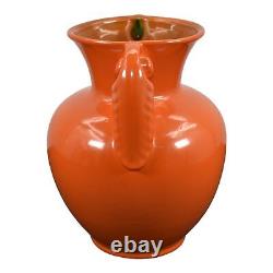 Stangl 1937-39 Vase en céramique Art Déco vintage à poignées oranges 3104