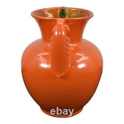 Stangl 1937-39 Vase en céramique Art Déco vintage à poignées oranges 3104