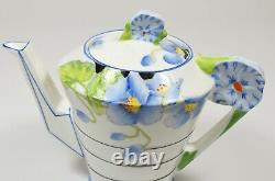 Stupéfiant & Art Rare Déco Royal Paragon Blue Poppy Flower Handle Théière & Stand