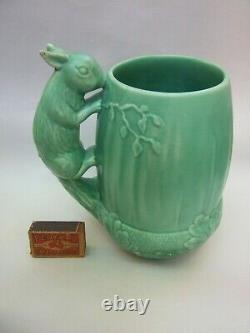 Sylvac Made In England Ceramic Acorn Green Jug Squirrel Poignée Art Deco Vgc