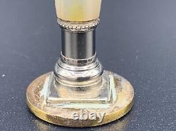Tampon en cire de laiton Art Déco avec poignée en nacre mère-of-pearl gravée du monogramme MM