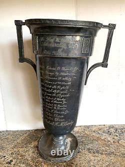 Trophée Coupe Antique de la Fraternité PHI KAPPA PSI avec 2 poignées Vase Art Déco Grec Urne Vintage