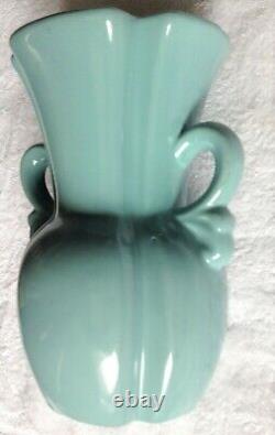 VASE émaillé AQUA, 2 poignées, style ART DÉCO, 9H x 6L en haut