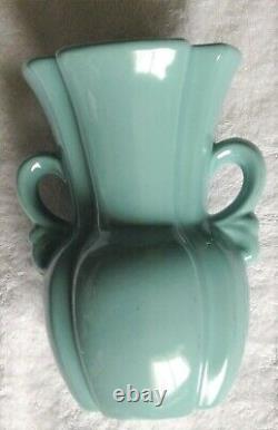 VASE émaillé AQUA, 2 poignées, style ART DÉCO, 9H x 6L en haut