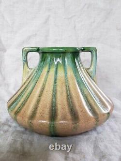 Vase Vintage Thulin Faiencerie Art Déco À Double Poignée #2187 Fabriqué En Belgique