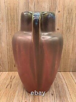 Vase à deux poignées en céramique Fulper de collection avec glaçure verte turquoise 1917-1927