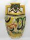 Vase à Double Anse En Céramique Japonaise Awaji Ware Art Déco Abstrait Vintage 1922-1939