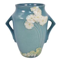 Vase à poignée en céramique de la collection Roseville Primrose Blue 1936, style Art Déco, vintage 760-6.