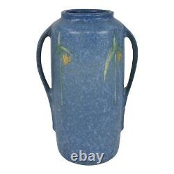 Vase à poignée en céramique vintage Art Déco Roseville Windsor Blue 1931 552-8