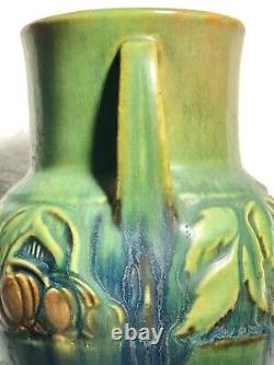 Vase à poignée verte Baneda de Roseville Pottery #589-6 Artisanat vintage des années 1933