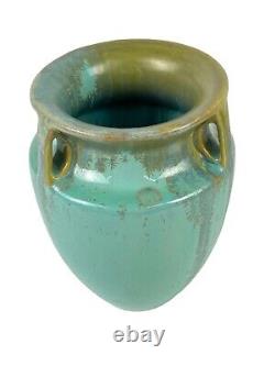 Vase à trois anses Fulper Bullet vert et aqua