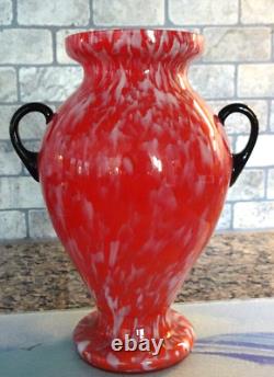 Vase ancien en verre moucheté rouge de Franz Welz