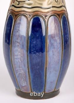 Vase d'art en poterie Art Déco à deux anses de William Rowe Doulton Lambeth