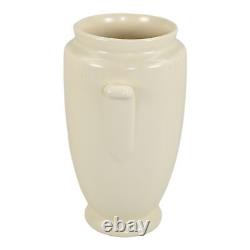 Vase en céramique Art Déco vintage Weller Velva White 1928-33 avec poignées