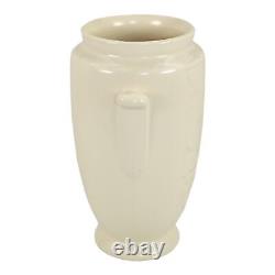 Vase en céramique Art Déco vintage Weller Velva White 1928-33 avec poignées
