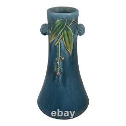 Vase en céramique à poignée bleue Weller Cornish 1933 d'époque Art Déco